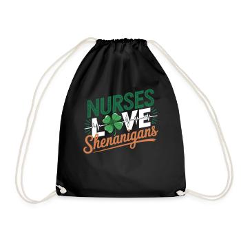 Nurses Heartbeat Love Shenanigans St. Patrick's - Turnbeutel - Schwarz - Vorne