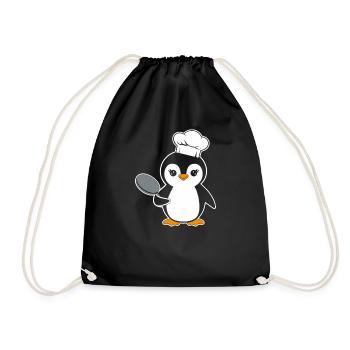 Chef pingouin avec motif de dessin animé drôle de casserole - Sac de sport léger - noir - Devant