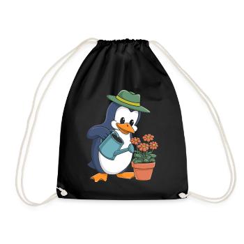Pingouin jardinier avec arrosoir en action - Sac de sport léger - noir - Devant