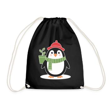 Gartenfreundlicher Pinguin für Gartenfreunde - Turnbeutel - Schwarz - Vorne