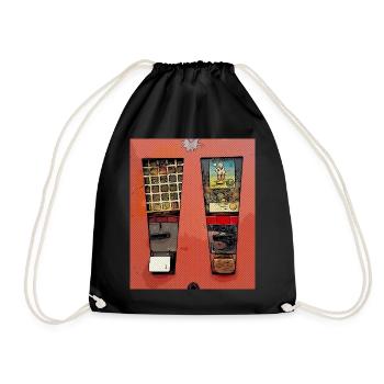 Retro chewing gum machine in comic look - Drawstring Bag - black - Front