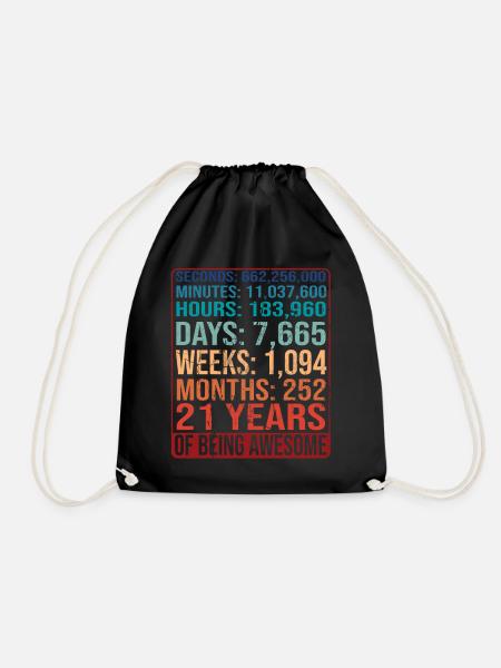 21 Jahre alt! Geburtstagsgeschenk 21. Geburtstag - Turnbeutel - Schwarz