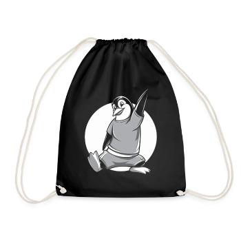 Happy penguin for fitness fans - Drawstring Bag - black - Front