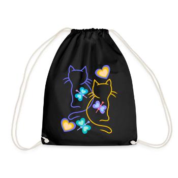 Chats, Chat, Printemps, Papillons, Enfants, Enfant - Sac de sport léger - noir - Devant