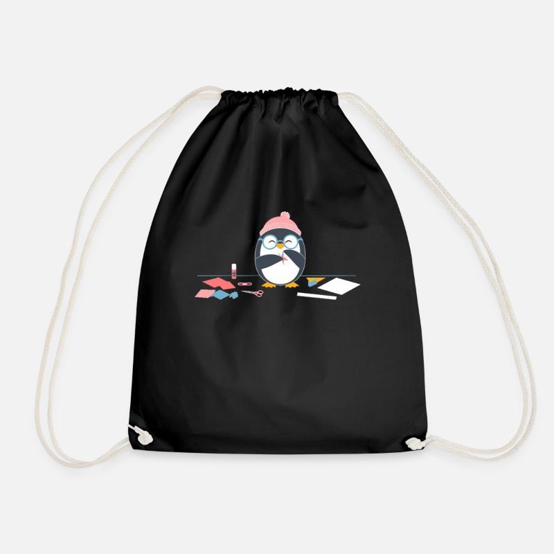 Pinguin Bastelspaß Crafting Hobby Freude - Turnbeutel - Schwarz