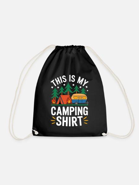 Camping Adventure Funny Camping Design - Drawstring Bag - black