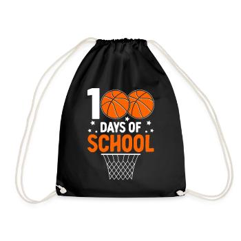 100 Days of School Funny Basketball School - Drawstring Bag - black - Front
