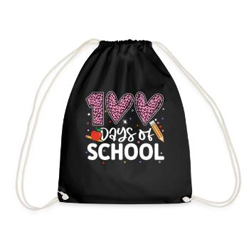 100 Days of School Funny Hundredth Day Of School - Drawstring Bag - black - Front