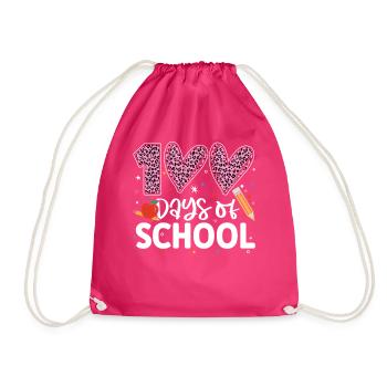 100 Tage Schule Lustiger Hundertster Schultag - Turnbeutel - Fuchsia - Vorne