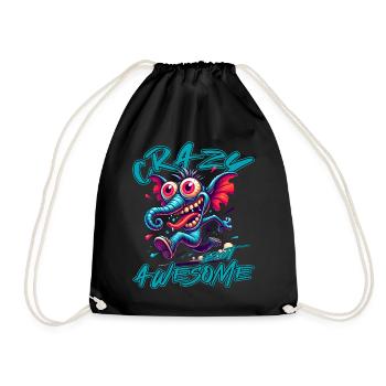 Crazy but Awesome Zebra Comic Style - Drawstring Bag - black - Front