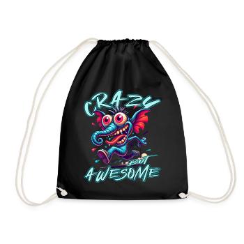 Crazy but Awesome Elephant Comic Style - Drawstring Bag - black - Front