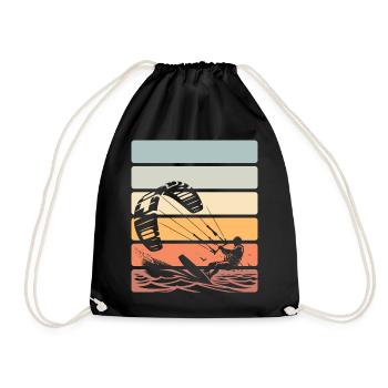 Kitesurfen Kitesurfer Kiteboard - Turnbeutel - Schwarz - Vorne