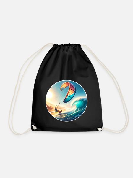 Kitesurfen Kitesurfer Kiteboard - Turnbeutel - Schwarz