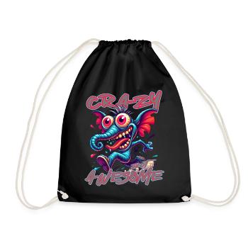 Crazy but Awesome - Style bande dessinée éléphant - Sac de sport léger - noir - Devant