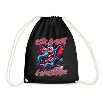 Crazy but Awesome – Elephant Comic Style - Drawstring Bag - black - Front