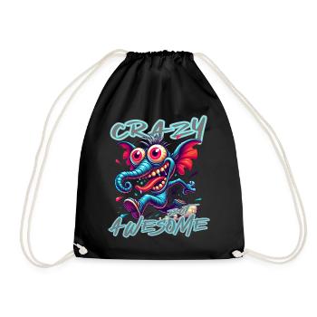 Crazy but Awesome Elefant Comic Stil - Turnbeutel - Schwarz - Vorne