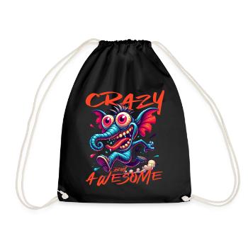 Crazy but Awesome Elephant Comic Style - Drawstring Bag - black - Front