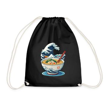 Ramen Ukiyo-E Japanisches Retro Streetwear - Turnbeutel - Schwarz - Vorne