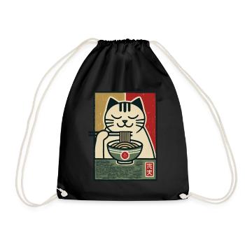 Ramen Nouilles Chat Amoureux Rétro Kawaii Chats - Sac de sport léger - noir - Devant