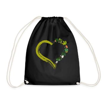 Plant Lover Gardening Heart - Drawstring Bag - black - Front