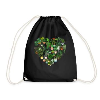 Plant Lover Gardening Heart - Drawstring Bag - black - Front