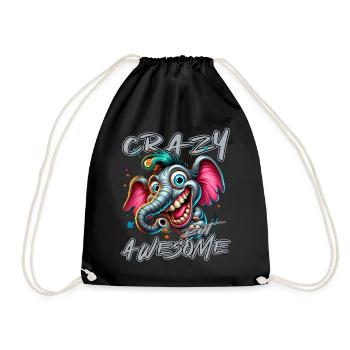 Crazy but Awesome Elefant Comic Stil - Turnbeutel - Schwarz - Vorne