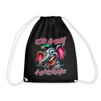 Crazy but Awesome - Style bande dessinée éléphant - Sac de sport léger - noir - Devant