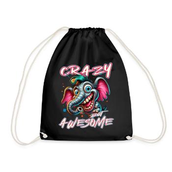Crazy but Awesome Elefant Comic Stil - Turnbeutel - Schwarz - Vorne