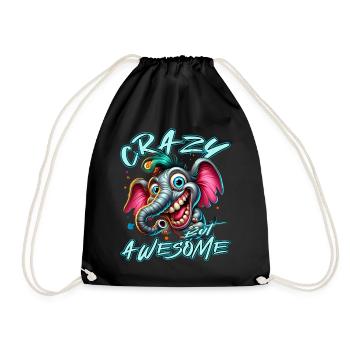 Style de bande dessinée d’éléphant fou mais génial - Sac de sport léger - noir - Devant