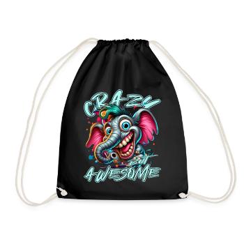 Style de bande dessinée d’éléphant fou mais génial - Sac de sport léger - noir - Devant