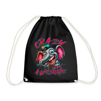 Style de bande dessinée d’éléphant fou mais génial - Sac de sport léger - noir - Devant