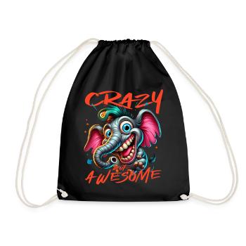 Crazy but Awesome Zebra Comic Style - Drawstring Bag - black - Front