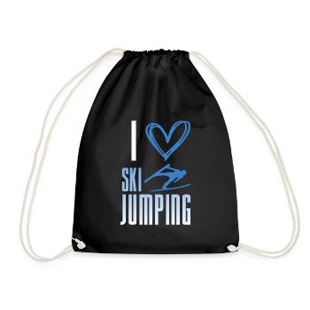 J’adore le saut à ski - sports d’hiver - Sac de sport léger - noir - Devant