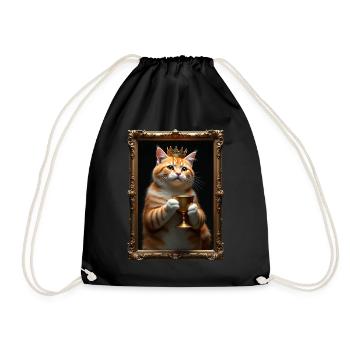 Medieval Cat in Picture Frame Art Crown - Drawstring Bag - black - Front