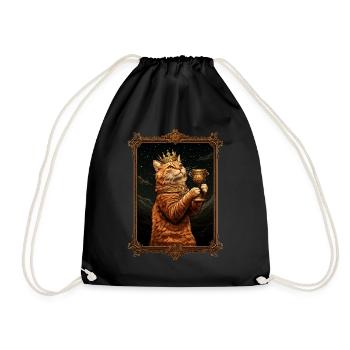 Medieval Cat in Picture Frame Art Crown - Drawstring Bag - black - Front
