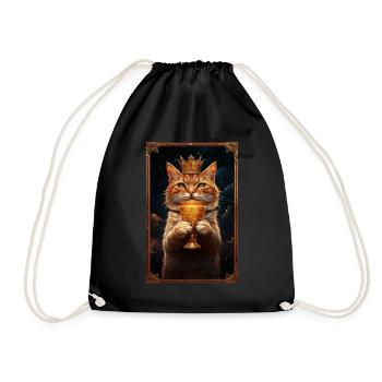 Medieval Cat in Picture Frame Art Crown - Drawstring Bag - black - Front