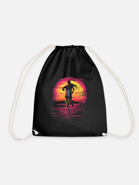 Läufermädchen Retrowave - Turnbeutel - Schwarz