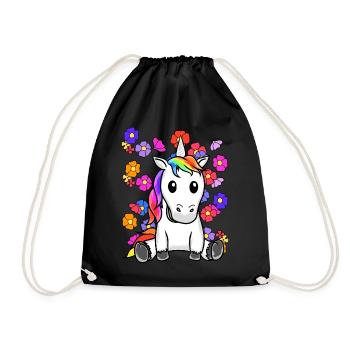 Rétro Licorne Fleurs Été Enfant Enfants Cheval - Sac de sport léger - noir - Devant