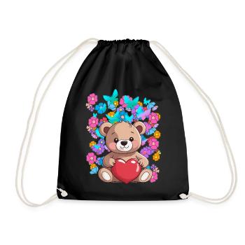 Valentine's Day Teddy Heru Teddy Bear Bear Child - Drawstring Bag - black - Front