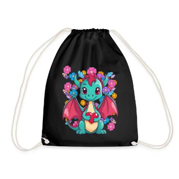 Dragon Spring Heart Dragon Nature Child Baby Kids - Drawstring Bag - black - Front