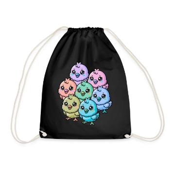 Baby chick child children Easter Happy Easter - Drawstring Bag - black - Front