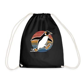 Pingouin rapide dans un style rétro - Sac de sport léger - noir - Devant