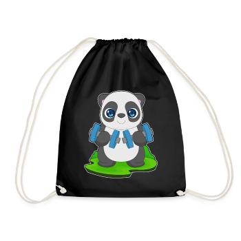 Panda Bodybuilder Dumbbell Bodybuilding - Drawstring Bag - black - Front