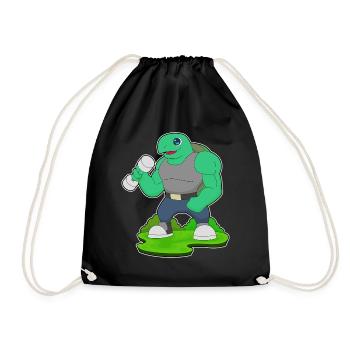 Schildkröte Bodybuilder Hantel Bodybuilding - Turnbeutel - Schwarz - Vorne