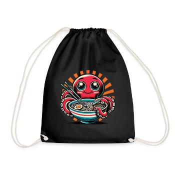 Kawaii Oktopus liebt Ramen Nudeln - Turnbeutel - Schwarz - Vorne