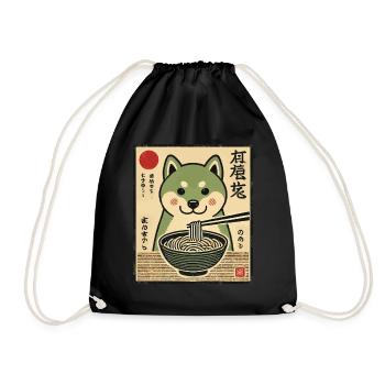 Ramen Shiba Inu Streetwear Japonais Ukiyo-E - Sac de sport léger - noir - Devant