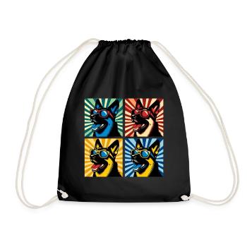 Ours Pop Art du Berger, Peluche, Biscuit, Gaufres - Sac de sport léger - noir - Devant