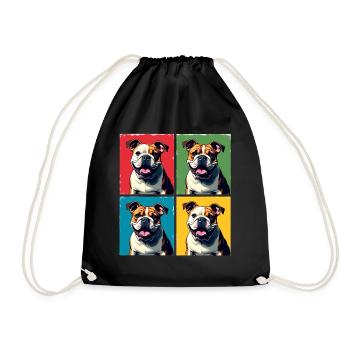 Pop Art Bulldog, Bubbles, Pancake, Chonk, Nibbles - Drawstring Bag - black - Front