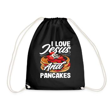 Ich Liebe Jesus Und Pfannkuchen - Turnbeutel - Schwarz - Vorne
