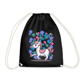 Bébé Poney Cheval Chevaux Enfants Enfant Fleurs - Sac de sport léger - noir - Devant